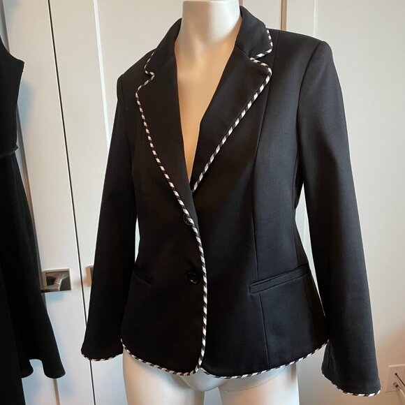 Pink Tartan Regatta Jacket 2 Button Lined Cotton Poly Blend Blazer Blk Wht Sz 8 - Picture 9 of 9